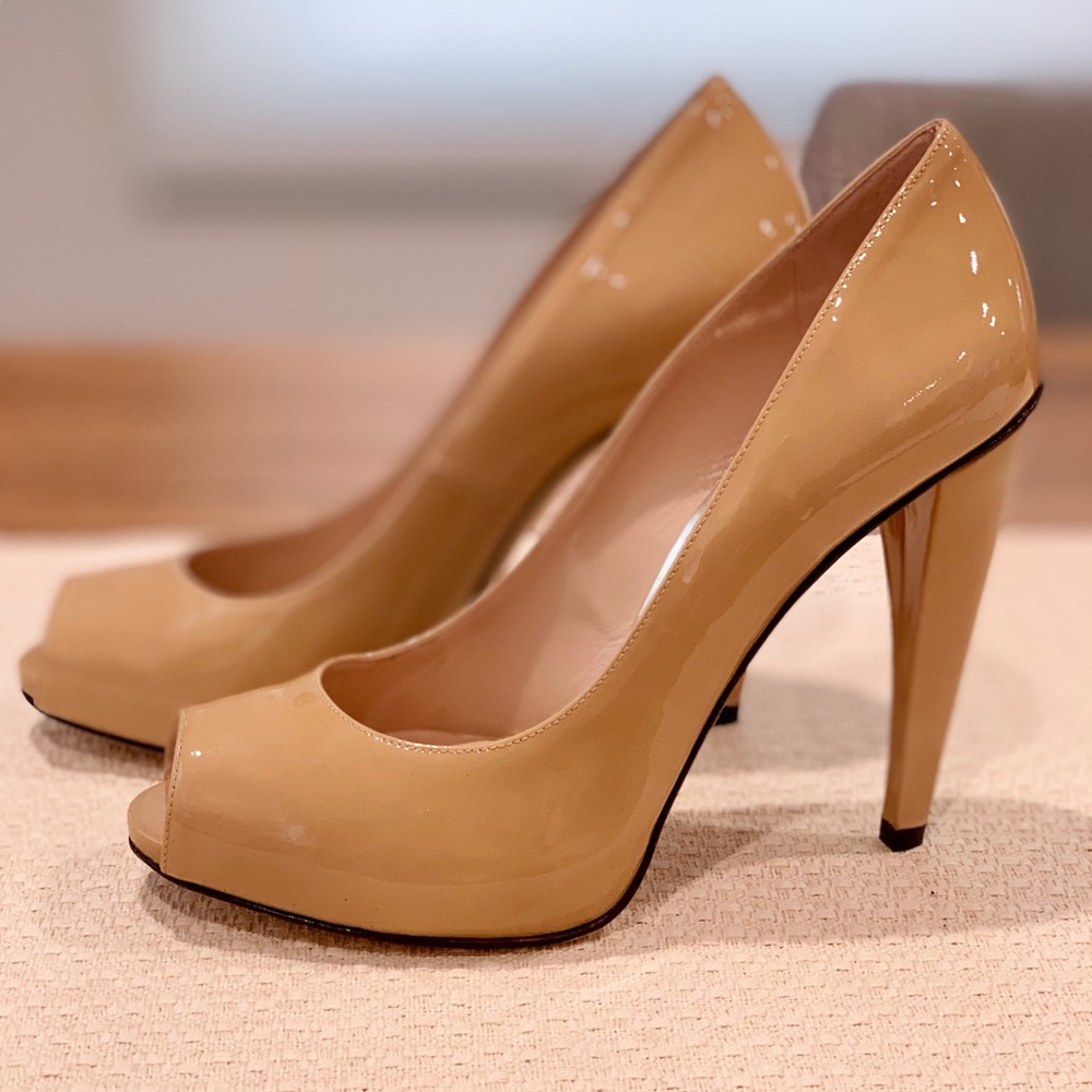 Stuart Weizman Nude Peeptoe Heels